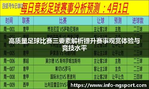 高质量足球比赛三要素解析提升赛事观赏体验与竞技水平